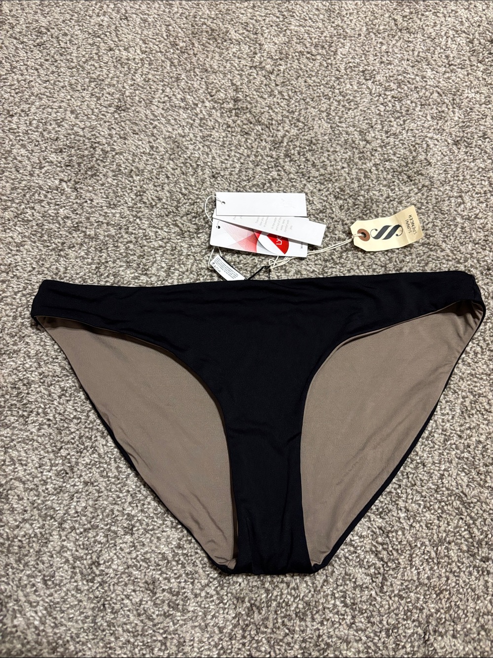 Black Bikini Bottom with Nude Lining